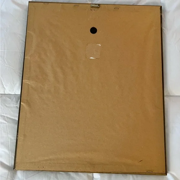 Pewter framed Art palm tree 🌴small village on the ocean size 14 x 17.5 - Picture 4 of 4